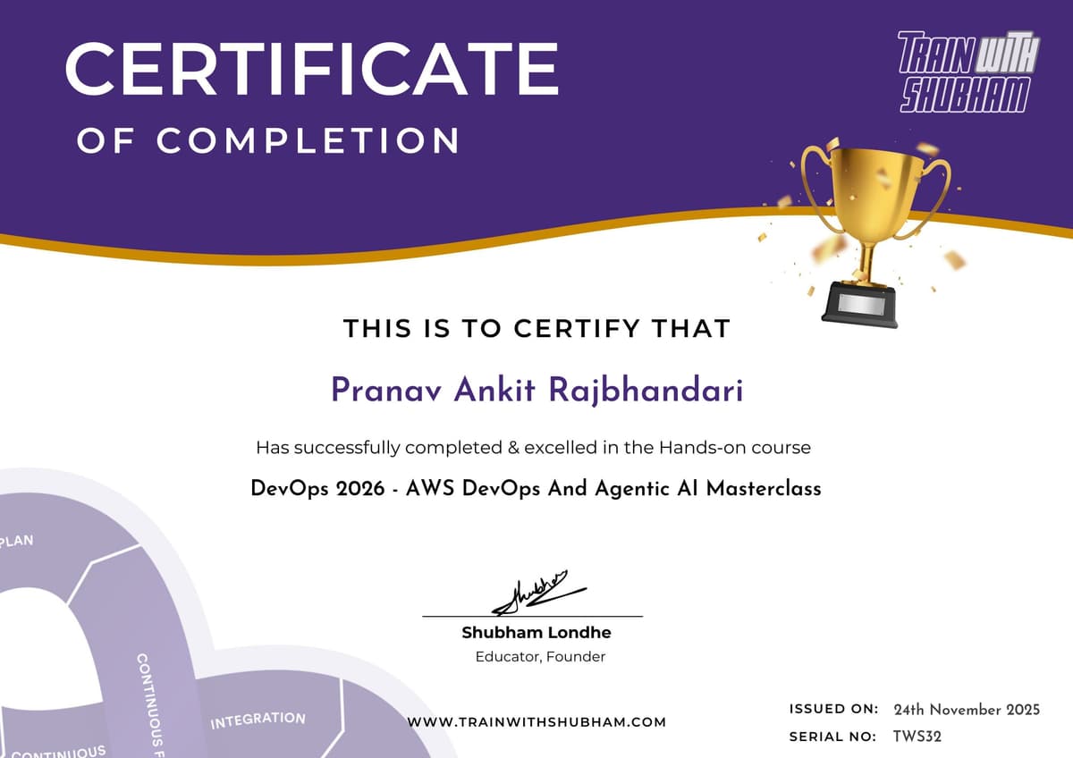 Aws DevOps & Agentic AI Masterclass Certificate