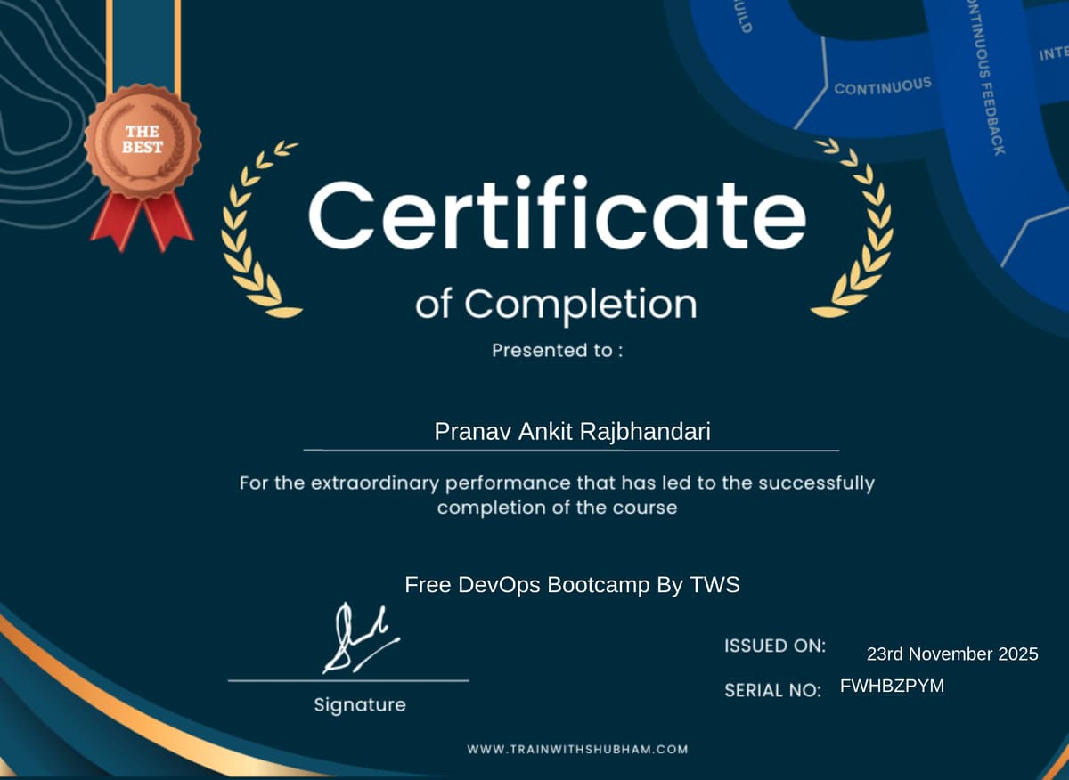 DevOps Bootcamp Certificate